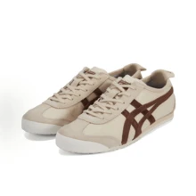 Asics Authentic Onitsuka Tiger Mexico 66 Leather Sneakers - White/Blue/Red Classic Low-Top | Premium Japanese Heritage Footwear | Slim-Profile Lightweight Trainers - 米棕色 - 查看 4