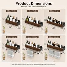 XIANG YU Solid Walnut Wood Bathroom Wall-Mounted Floating Shelf, No-Drill Storage Rack For Sink Countertop, Toiletries And Home Essentials - Black - View 6