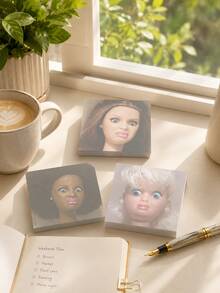 Funny Disgusting Expression Doll Pattern Memo Pad, Humorous Aesthetic Style Premium Thick Paper Square Tear-Off 50 Sheets, Daily Planning Memo Notepad, Office Colleague Prank Gift, April Fools' Day Back To School Season - one-size - View 5