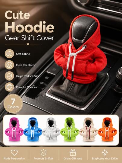 Large Universal Car Gear Shift Cover Hoodie, Fashionable Mini Hooded Sweatshirt, Suitable For Car Gear Shift Lever Knob, Car Interior Decoration Accessory, Car Supplies