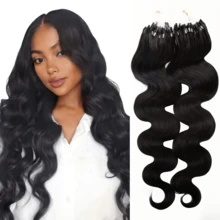 Micro Link Hair Extensions Human Hair Body Wave Micro Loop Hair Extension 100G Micro Link Tip Hair Extensions Real Human Hair - Natural Black - View 13