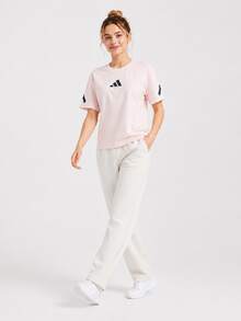 Adidas True Healing 系列運動服飾 Black Label 制服 純棉運動休閒落肩短袖女款T恤 - 卡其色 - 查看 9