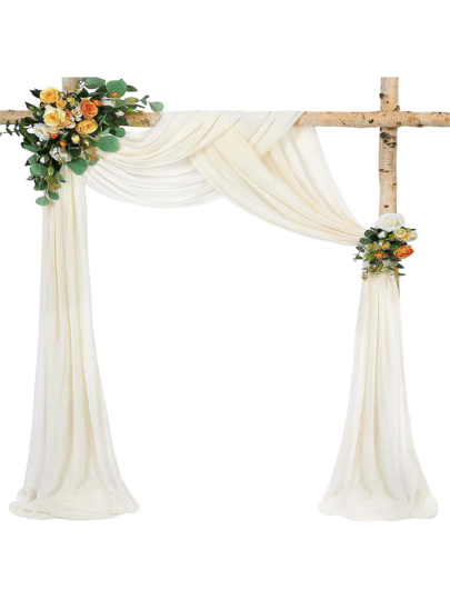Arched Drape 1/2 Piece 300*75cm Sheer Backdrop Curtain, Suitable For Party, Ceiling, Wedding Arch, Reception, Christmas And Other Occasions Decoration.