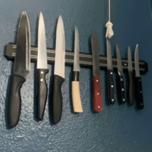 1pc Strong Magnetic Kitchen Knife Wall Mount Storage Rack, Metal Magnetic Knife Holder, ABS Kitchen Utensil Storage Rack - Black - View 8