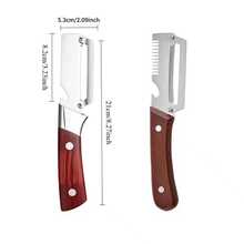 DZDSZQGST  Two-Piece Set Of 304 Multifunctional Stainless Steel Peelers, Wooden Handle Peeling Knife, Suitable For Sugar Cane, Pineapple, Potatoes, Home Kitchen Fruit And Vegetable Peeling Tool - 2 - View 3