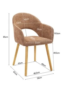 Goeurvant Modern Crescent-Back Upholstered Dining Chairs With Armrests And Solid Wood Legs For Dining Room, Living Room, Study - Set Of 2 / Set Of 4 / Set Of 6-Orange Chenille - 橘色 - 查看 7