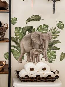 Wind Realistic Animal Series Wall Stickers, Removable And Traceless Self-Adhesive Waterproof Stickers, Gorilla Bathroom Sticker, Fridge Makeover Sticker, Elephant Green Plant Living Room Soft Decoration - Wall Stickers - View 9