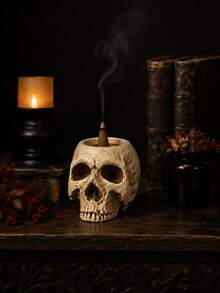 1pc Gothic Skull Incense Burner For Incense Cones Vintage Spooky Halloween Home Room Desktop Tabletop Decor Aromatherapy Meditation Office Gift - Skull Incense Burner - View 2