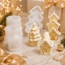 Zhonghui Mold 3D Christmas House Silicone Mold, Snowy Cottage And Gingerbread House Candle Mold For DIY Soap, Resin, Plaster And Holiday Home Decor Crafts - Christmas - View 8