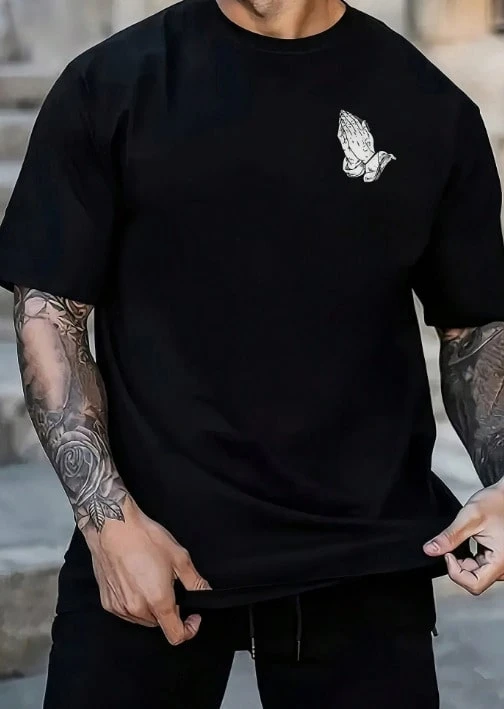 Men T-Shirts - 黑色 - 查看 1