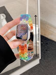 2 pezzi Set 3 in 1 Cinturino e Custodia in Resina Trasparente Sfumata PVC, Compatibile con Apple Watch 38mm 40mm 41mm 42mm 44mm 45mm, Serie 9/8/7/6/5/4/3/SE, Cinturino di Ricambio alla Moda per Uomo e Donna, Regalo di Natale e Compleanno - Trasparente - Visualizzare 10