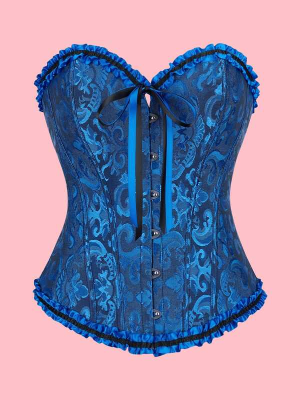 1pc Women's Jacquard Court Style Shapewear, Outerwear Tummy Control Waist Cincher Corset, Suitable For Party, Daily Wear