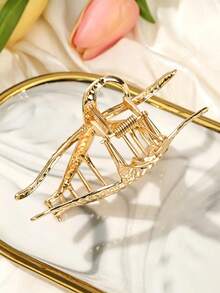 1pc New Starfish Claw Clip Hair Claw, Personalized Versatile Elegant Back Head Hair Bun Clip Hair Accessory - Gold - View 4