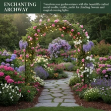 Outdoor Flower Garden Arch Trellis 7.8Ft High X 4.6Ft Wide, Metal Garden Pergola Arbor For Climbing Plants, Black - B - View 6