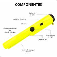 Detector De Metais Portátil Tipo Pointer com Gancho e Capa - Amarelo - Visão 10