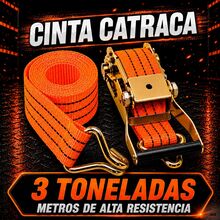 Cinta para Fixação de Carga com Catraca 10m Fita 50mm Alta Resistência em Poliéster - laranja - Visão 1