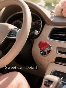 Heart-Shaped Car One-Touch Start Button Decorative Cover, Cute 3D Car Ignition Button Sticker, Interior Modification Personalized Creative Accessory, Women's Car Decor - A - View 5