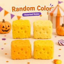 1pc Soft Cheesy Slow Rebound Squishy Toy, Children's Stress Relief Fingertip Toy, Classroom Reward Gift Bag Filler, Creative Halloween Christmas Gift Squishy - Multicolor - View 3