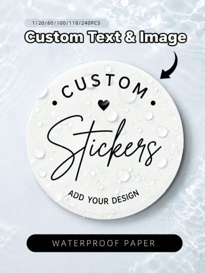 1/20/60/100/118/240pcs Personalized Customized Stickers/Custom Labels, Customizable Text, Image, Logo, Waterproof PVC Self-Adhesive Round Seal Stickers, Suitable For Wedding, Birthday, Baptism, Graduation, Party, Christmas, Halloween, Back To School Gift Packaging, Commercial Labels, Suitable For Gifts For Father, Mother, Family, Friends, Couples