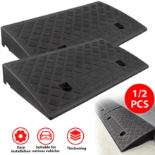 2PCS Kerb Ramps 7cm Height,  Curb Ramp For Cars, Heavy Duty Threshold Ramp For Wheelchairs, Rubber Curb Ram For Driveway, Mobility Scooter/Step,(50x27x7cm) X2 - Black - View 1