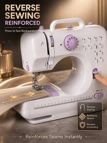 Mini Portable Electric Sewing Machine, 12 Stitch Patterns, Adjustable Speed, Built-In LED Light, Electric And Manual Dual Mode, Includes Foot Pedal And Bobbin Set, Suitable For Clothing Repair, DIY Crafts And Beginners - Mauve Purple - View 9