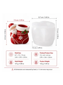 聖誕節禮物聖誕襪蠟燭模具，針織襪身附壓紋聖誕老人設計矽膠工具，手工DIY冷製皂芳香蠟燭裝飾，節日派對小禮手工材料 - 聖誕節系列矽膠模具 - 查看 13
