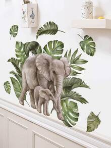 Wind Realistic Animal Series Wall Stickers, Removable And Traceless Self-Adhesive Waterproof Stickers, Gorilla Bathroom Sticker, Fridge Makeover Sticker, Elephant Green Plant Living Room Soft Decoration - Wall Stickers - View 11