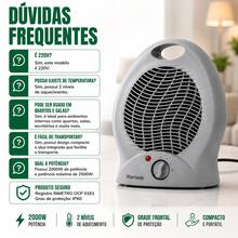 Aquecedor de Ar Elétrico 2000W 220V Termoventilador Portátil Aquecimento Rápido para Quarto Sala Escritório Ambiente Compacto com Ventilação - Cinza Claro - Visão 8