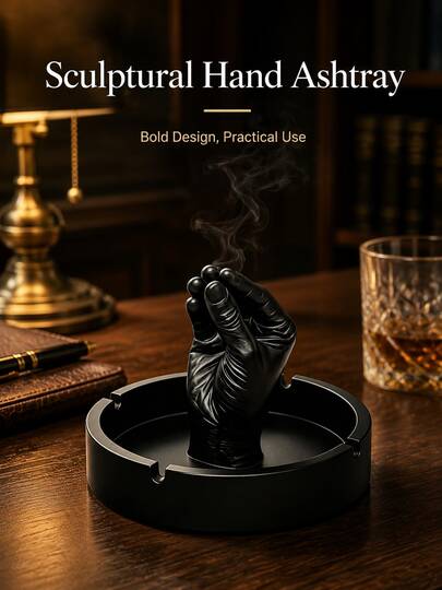 Artistic Gesture Ashtray, Prevents Ash Scattering In Indoor Living Room Office Car, Handmade Craft, Home Decor, Desktop Accessory
