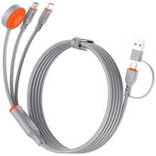 100W 5 In 1 Multi-Functional Fast Charging Cable Portable Travel Charger Cord Compatible With IPhone, All Series & All Kinds Of Electronic Devices Multi-Device Integrated Charging Wire - Grey - View 5