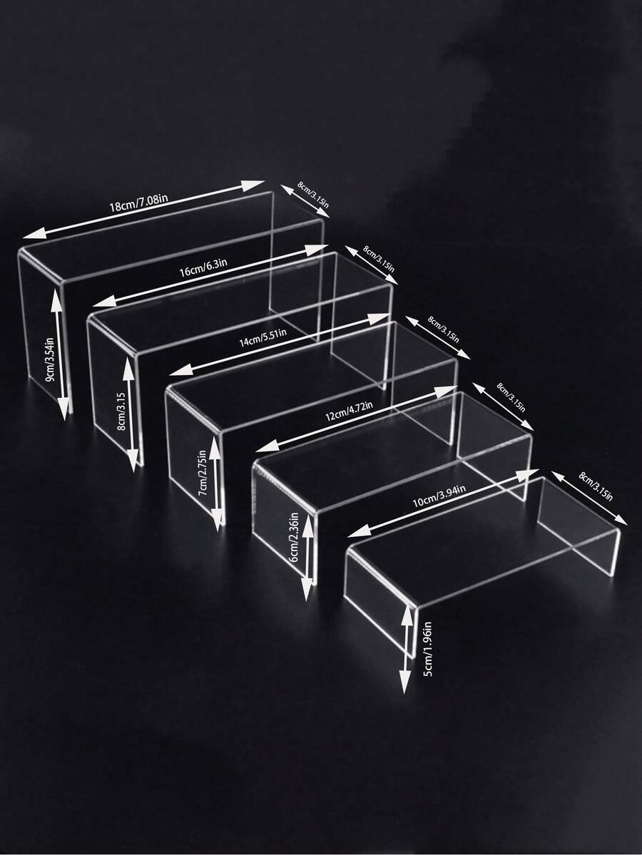 Transparent Acrylic Tiered Display Stand, Multi-Layer Step Storage Display Rack, Desktop Display Shelf, Product Display Stand, Jewelry Storage Rack, Cosmetic Display Stand, Perfume Lipstick Display Stand, Action Figure Model Display Rack, Snack Dessert Display Rack, Office Desk Organizer, Transparent Minimalist Design, High Load-Bearing Anti-Slip Stable Structure, Stackable Combination Storage, Space-Saving, Easy To Clean And Durable, Acrylic Display Base, Suitable For Home Living Room - Multicolor - View 1