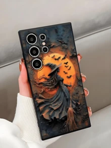 1pc Halloween Night Witch Bat Phone Case Protective Cover Black TPU Soft Shell Wear-Resistant Shockproof Full Coverage Compatible With Huawei Honor Galaxy A04e/A05s/A13/A14/A15/A34/A35/A50/A52/A53/A54/S21/S22/S23/S24/S25/S25Ultra/S25 FE/S26/S26PLUS/S26ULTRA/S26 EDGE/ 6A/7A/8A/ 12T/13T/14T[International Version Non-Local Version] - Black - View 3