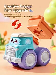 1pc Cute Music Truck Toy For Infants, With Piano, Guitar And Drum Functions, Excellent Early Education Sensory Friction Powered Vehicle, Toddler Gift - Multicolor - View 10
