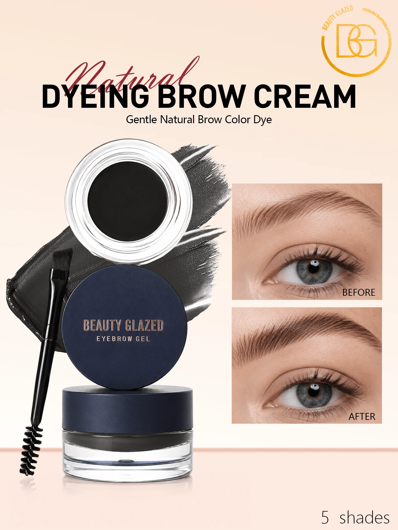 beauty glazed 防水眉胶套装,含双头刷 - 防晕染3D眉皂,速干配方,无油配方,持妆12小时,打造自然精致眉形 - #02 - 查看 1