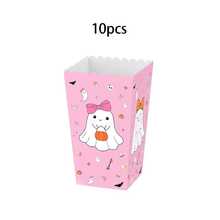 10pcs/30pcs/50pcs/100pcs Halloween Ghost Popcorn Gift Boxes, Disposable Paper Boxes With Cute Pink And Orange Ghost Design, Perfect For Holding Snacks And Candy; Suitable For Halloween, Birthday Parties And Day Of The Dead Celebrations - Multicolor - View 9