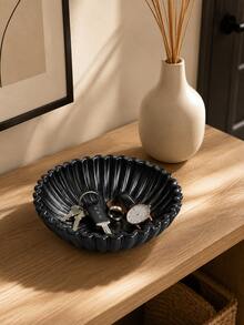 Black Wavy Edge Jewelry Tray, Decorative Storage Bowl For Keys, Rings, Watches, Earrings, Resin Vanity Organizer, Modern Home Decor Accent For Vanity, Nightstand, Bathroom Counter, Entryway Table - New Model - View 2