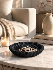 Black Wavy Edge Jewelry Tray, Decorative Storage Bowl For Keys, Rings, Watches, Earrings, Resin Vanity Organizer, Modern Home Decor Accent For Vanity, Nightstand, Bathroom Counter, Entryway Table - New Model - View 4