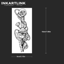 INKARTLINK 1入美式復古手臂裝飾貼紙，臨時防水身體藝術紋身貼，持效1-2週，植物果汁紋身，男女皆宜，派對裝飾必備 - 黑色 - 查看 4