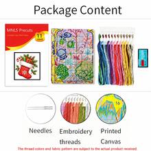 4 Styles Christmas Theme 11CT Cross Stitch Material Kit Christmas Stocking/Candle/Gingerbread House/Snowman Beginner Friendly Zero-Based Handmade DIY Embroidery Kit Home Decor Holiday Gift - Multicolor - View 4