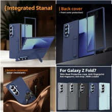 Funda para teléfono Galaxy ZFold3/Fold4/Fold5/Fold6/Fold7/Fold8/Fold8Ultra/W26 con diseño de marco de protección de lente, versátil y de moda, funda para teléfono con soporte, funda para teléfono de unicolor - Multicolor - Ver 6