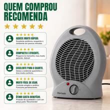 Aquecedor de Ar Elétrico 2000W 220V Termoventilador Portátil Aquecimento Rápido para Quarto Sala Escritório Ambiente Compacto com Ventilação - Cinza Claro - Visão 7
