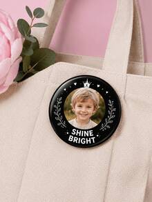 1 buah Lencana Kancing Foto Kustom, Pin Bulat yang Dipersonalisasi dengan Foto Anda, Desain Mahkota & Bunga yang Lucu, Bros Timah Mengkilap untuk Ransel, Jaket, dll. - MultiWarna - View 3