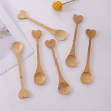 Set de 6 cucharas de madera con forma de corazón, para cocina, regalo de Navidad - Albaricoque - Ver 2