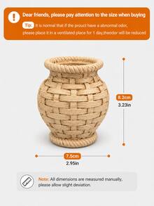 Bohemian Style Woven Vase Set, Rattan Style Decorative Vase, Farmhouse Tabletop Centerpiece, Reed Grass Flower Stand, Rustic Style Shelf Decor, Living Room Entryway Bedroom Wedding Decoration, Housewarming Gift, Natural Home Decor, Dried Flowers - Multicolor - View 6