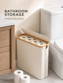 Toilet Paper Storage Basket, Toilet Paper Organizer Basket, Bathroom Storage Basket, Toilet Paper Organizer Basket, Bathroom Accessories Storage Rack, Toilet Paper Holder, Enclosed Toilet Paper Storage Box - Multicolor - View 4