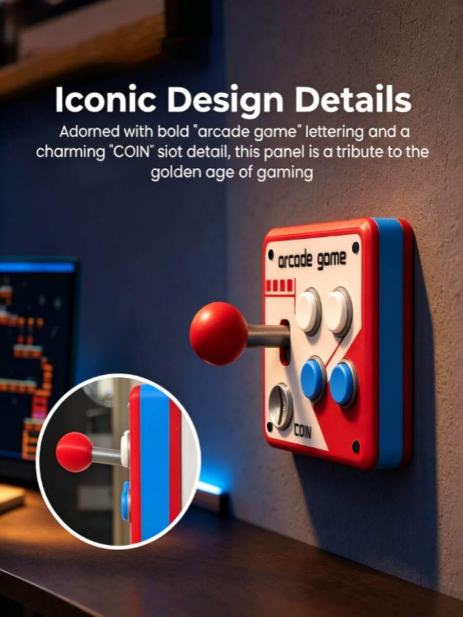 Retro Arcade Switch Panel, Arcade Light Switch Cover Plate, Joystick And Colorful Button Decoration, Game Room Wall Decor, Retro Game Room Style Wall Art Decoration, Suitable For Game Room, Bedroom, Hallway - View 1