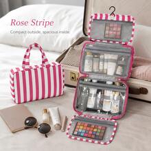 1pc Stylish Striped Color-Block Foldable Toiletry Bag, Multi-Compartment Design, Large Capacity Travel Makeup Bag, Beach Bag, Vacation Essential, Travel Bag, Portable, Lightweight, Durable, And Fashionable. - Multicolor - View 18