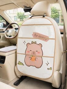 Car Seat Back Protector Kick Mat, Cute Capybara Rear Seat Cover With Transparent Storage Pocket, Waterproof, Anti-Slip, Dirt-Resistant, Scratch-Resistant, Cartoon Car Interior Accessory, Universal Fit For Most Sedans, SUVs, Suitable For Babies And Children - Multicolor - View 13