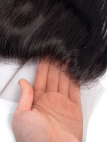 Penutup Depan Renda 13x4 dengan Rambut Bayi, Belahan Bebas, Rambut Manusia Lurus dari Telinga ke Telinga, Garis Rambut Alami, Renda Transparan, Warna Alami untuk Wanita, Cocok untuk Semua Musim - Natural Black - View 7