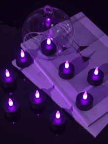 6件/12件/24件 LED電子茶蠟燭，電池供電無焰蠟燭，營造浪漫燭光氛圍，適用於家居裝飾、桌面中心裝飾、生日派對、婚禮裝飾、復活節及其他場合。(黑色) - 黑色 - 查看 2